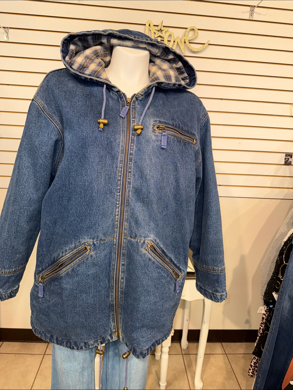 Women’s Hooded Denim Jacket - Blue